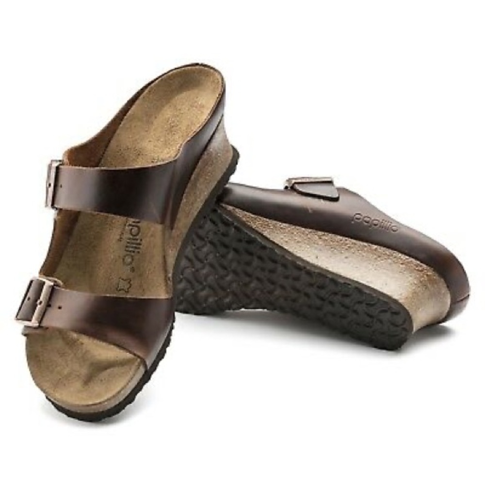 Birkenstock Papillo Edina cognac wedge sandle